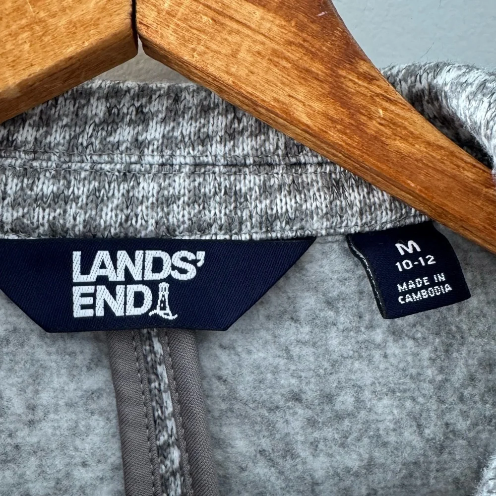 Lands’ End‎ Blazer, Sz Medium 10-12, Houndstooth Grey Polyester Academia Office
